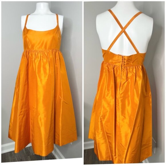 J CREW A LINE ORANGE SILK DRESS W/ POCKETS-SIZE  6 -PRELOVED - Picture 5 of 8